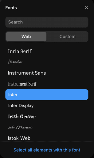 Fonts UI in Framer