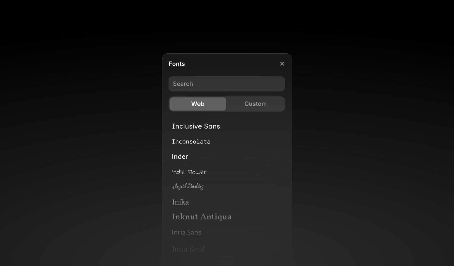 Fonts UI in Framer