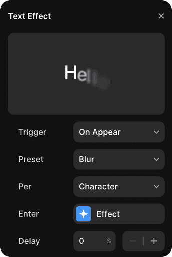 Text appear effects in Eframer